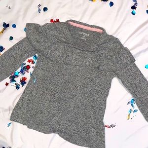 Girls gray long sleeve shirt with ruffles
